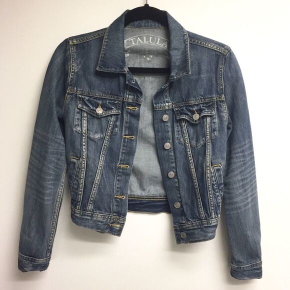𝅺ARITZIA Talula Denim Long Sleeve Button Front Jean Jacket Medium Blue XS - Picture 2 of 7